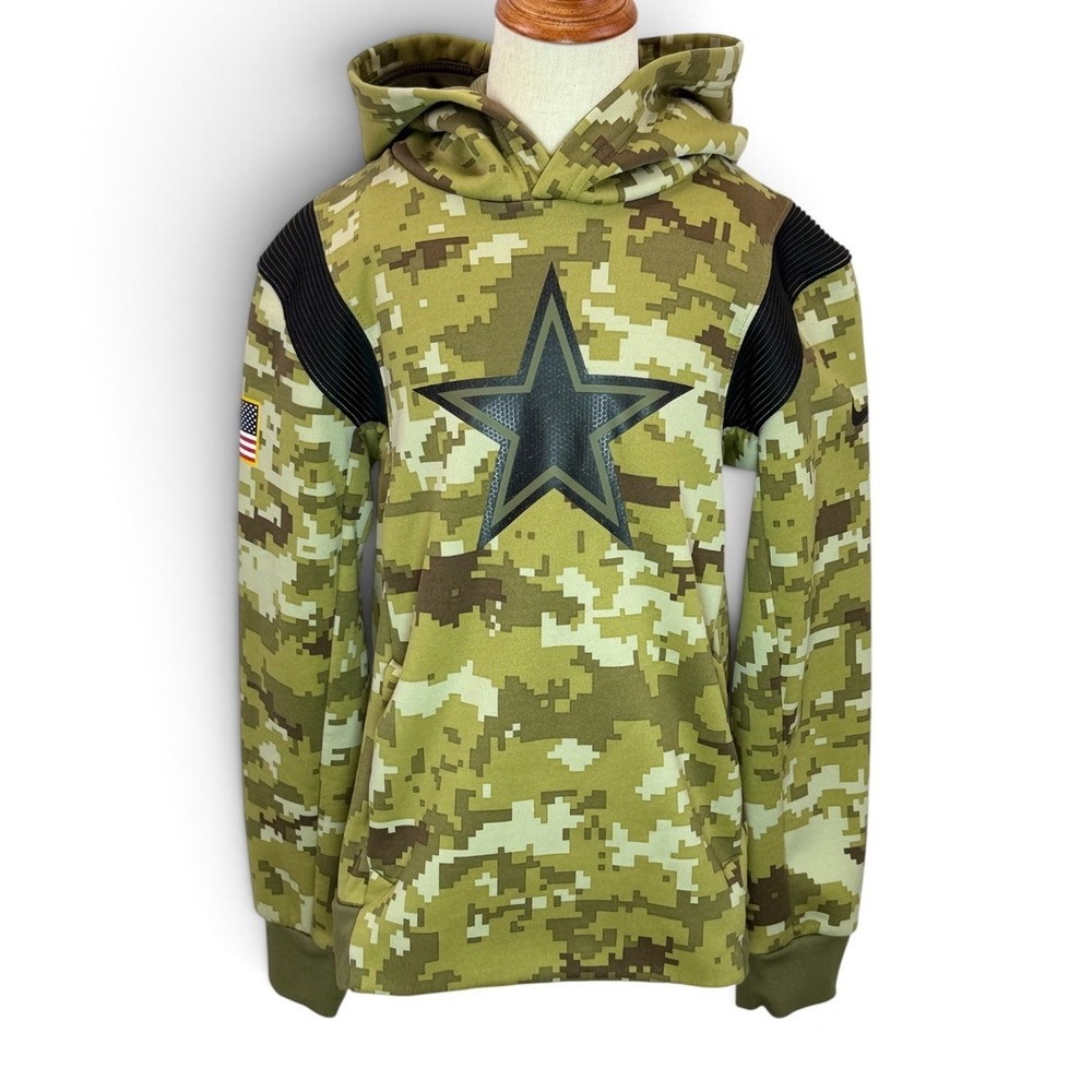 Nike Dallas Cowboys Salute To Service Green Camo Dri-Fit Hoodie Youth Small